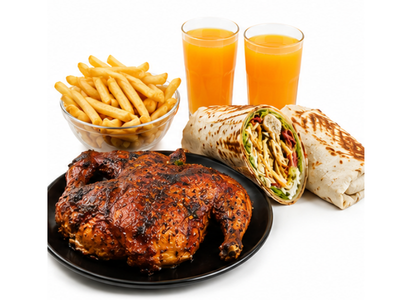 Couple Combo (Half BBQ, 2 Shawarma, 2 Juice, 1 French Fries)
